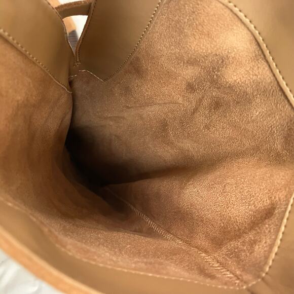 Sam Edelman Tan Suede OTK Boots 7 Leather Heel Wrap Strap Tall Zip Buckle - Picture 16 of 16